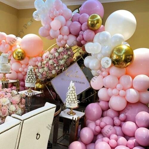 Balloon Arch Garland Kit 156Pcs White Gold Foil Macaron Orange Pink Balloons Garland For Wedding Birthday Party Decoration
