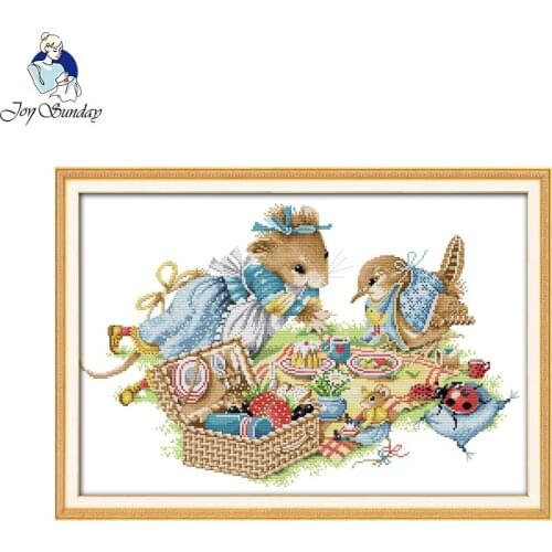 Joy Sunday Birthday Party Counted Cross Stitch Cross Stitch Set DIY Cross-stitch Kits Embroidery Needlework Cross Stitch Sets