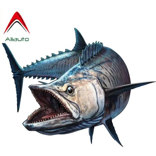 Aliauto Shark Car Sticker Fishing Boat Rod Bumper Truck Sea Bass Funny Automobiles Motorcycles Boat Kayak PVC Decal,18cm*15cm