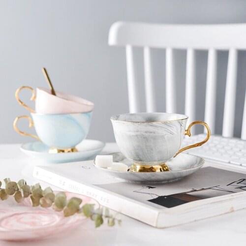 Nordic Marble Cup Coffee Cup Dish Set Creative Couple Cup Dish English Afternoon Tea Red Tea Cup