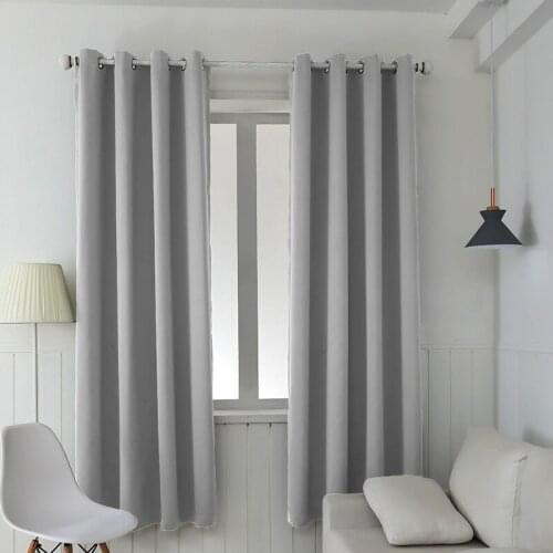 Solid grey microfiber blackout tube curtain for window treatment 2 panels