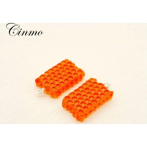 Cinmo 5Pcs 3D Honey Biscuits Resin Charms For Men Women Cute Diy Peak Nest Keychain Earrings Dangle Pendants Jewelry Accessories