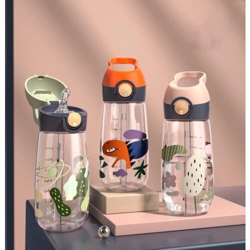 Adult Children Cartoons Portable With Lid Straw Cup Tritan Plastic Straw Water Bottles Outdoor Tour Movement Handy Water Cups