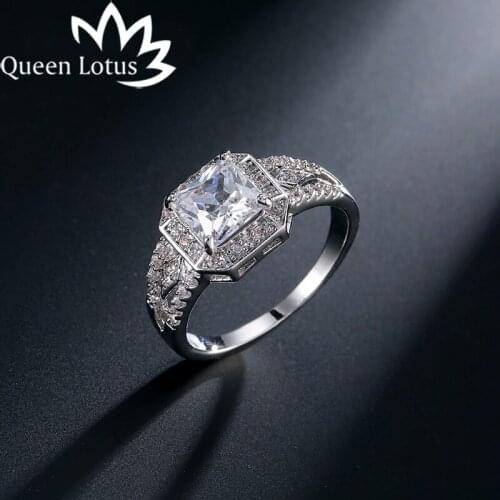 Queen Lotus Romantic Big Stone Engagement Rings White Gold Color CZ Vintage Wedding Female Rings Jewelry for Women Bijoux