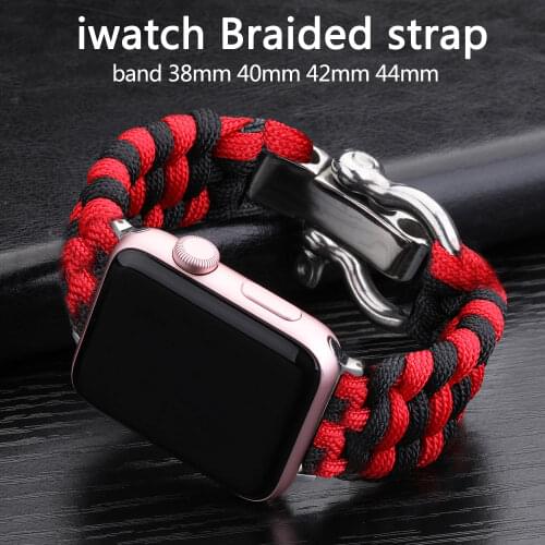 Watch Band for Apple Watch Band 44mm 42mm 38mm 40mm Nylon Rope Bracelet for Apple Watch Series 6 5 4 SE Sport Strap Accessories