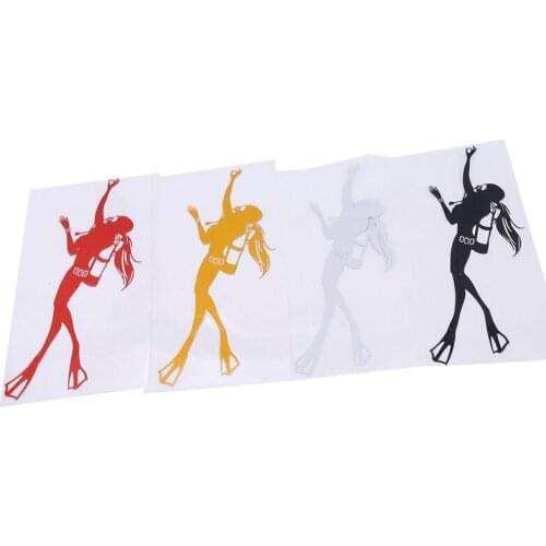 Special Vignette With Scuba Diving Movement Cartoon Diver Characters Woman Car Stickers Decoration