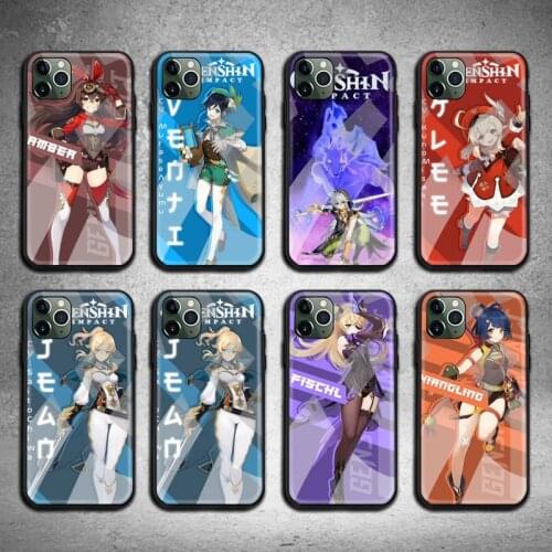 Video game Genshin Impact Phone Case Tempered Glass For iPhone 12 pro max mini 11 Pro XR XS MAX 8 X 7 6S 6 Plus SE 2020 case