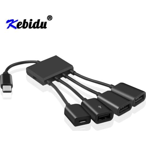 Kebidu Multiple OTG 4 Port Type-C USB Power Charging Hub Cable Connector Adapter USB 3.1 Type C Hub to 4 USB 2.0 Port HUB