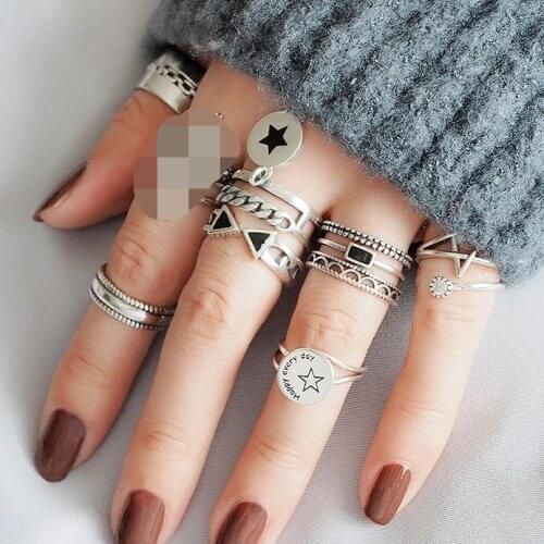 925 Sterling Silver Geometric Multi-style Vintage Thai Silver Finger Ring For Men Women Retro Jewelry Dropshipping S-R414