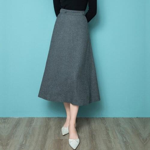 High End Temperament Wool A-Line Skirt Autumn And Winter 2020 New High Waist Slim Fashion Dress
