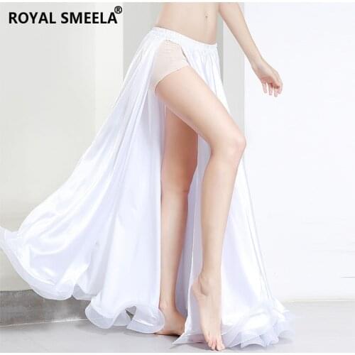 Women 360 degree satin dance skirt sexy belly dance skirts belly dance costume white belly dance dress performance dancer outfit