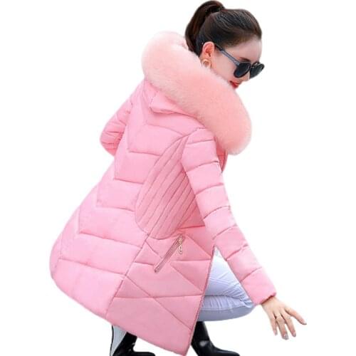 2020 Winter Jacket Women Big Fur Hooded Parka Long Coat Cotton Padded Female Jacket Casual Warm Thicken Outwear Jaqueta Feminina
