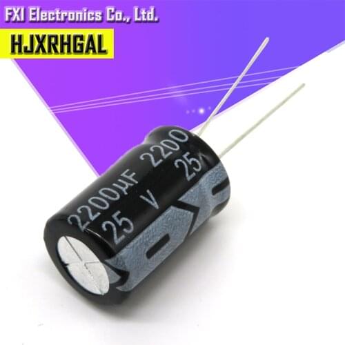10PCS 25V2200UF 13*21mm 25V 2200UF 13*21 Electrolytic capacitor New original