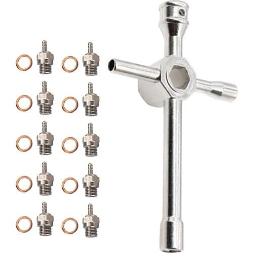 10 Pack of N3/N4 Hot Glow Plug Spark & Cross Wrenches for HSP 70117 1/10 1/8 RC Buggy Truck Nitro Engine Parts