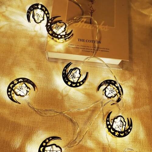 10 Led Battery Pendant Light Golden Star&Moon String Light Muslem Festival Decoration
