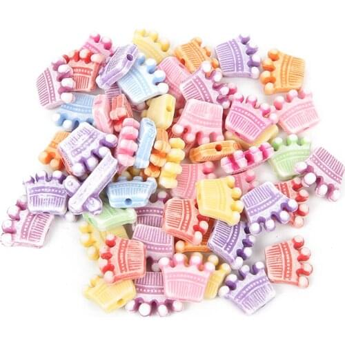 100pcs/lot Mixed Crown Shape Acrylic Beads Charm Loose Spacer Beads For Jewelry Making DIY Needlework Bracelet Accessories