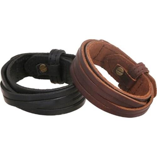 20pcs/lot Handmade Vintage Genuine Leather Bracelet Wrist Band Retro Punk Style Armlet Cowboy Bracers Bangle Mens Jewelry