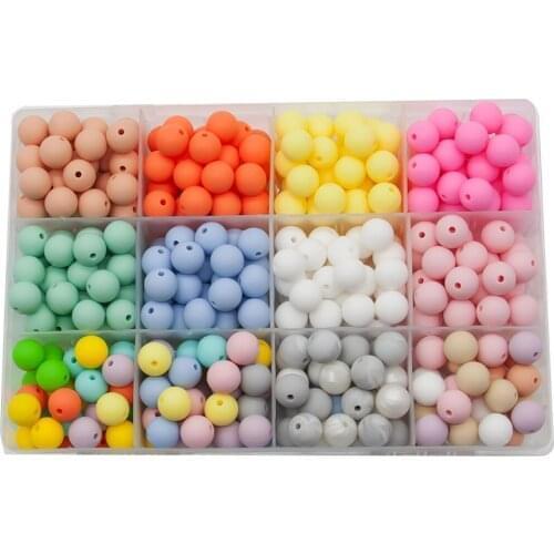 Cute-Idea 20PCs 9/12/15/19mm Silicone Beads colorful Baby Teether Personalized DIY Toddler Toy Baby Product Pacifier Chain