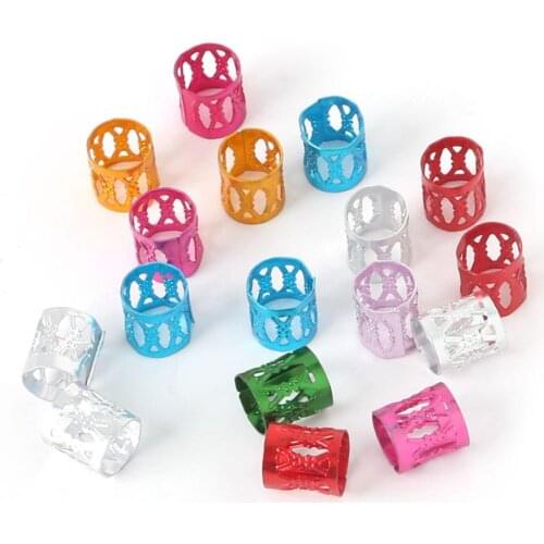 2020 100pcs 8x9mm Multicolor Hollow Cylinder Aluminum Tube Loose Beads for Braiding Hair Dreadlock Bracelet Jewelry Findings