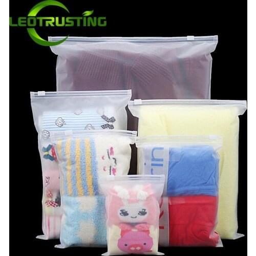 50pcs Thick Both Sides Frosted Garment Zipper Bags Clothes T-shirt Underwear Toys Towel Travel Wash Supplies Packaging Pouches