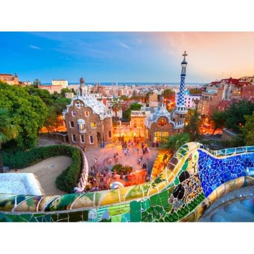 5D DIY Diamond Painting Cross Stitch Embroidery Kits The Mediterranean Scenery of Barcelona Home Decor Mosaic Decorative GG5109
