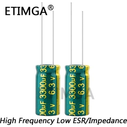 6pcs/lot 6.3V 3300UF 10*20 Low ESR / Impedance High Frequency Aluminum Electrolytic Capacitor 3300UF 6.3V3300UF 20