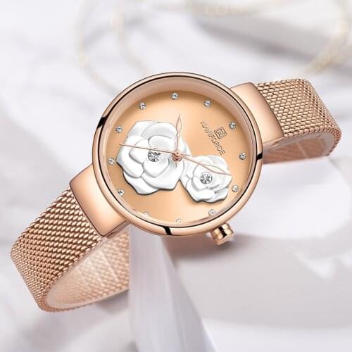 New Women Watch Top Luxury Brand NAVIFORCE Beautiful Design Quartz Lady Watches Simple Waterproof Wristwatch Female Reloj Mujer