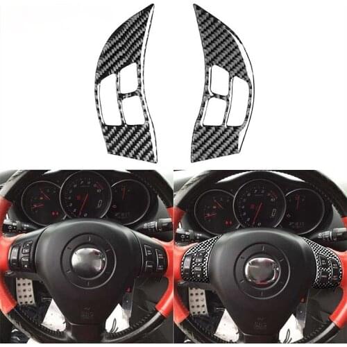 For Mazda RX8 RX-8 SE3P JM1FE 2004 2005 2006 2007 2008 Car Steering Wheel Button Panel Cover Carbon Fiber Sticker Accessories