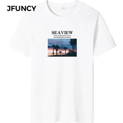 JFUNCY 2021 Summer Man Plus SizeT-Shirt Men Letter Printed Casual Short Sleeve Male Cotton T Shirt Loose Breathable Men Tops