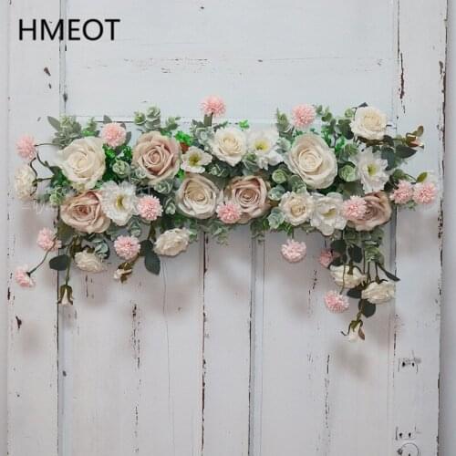 Artificial Flower Garland Rose Wreath Wall Door Window Hanging Pendant Fake Flower Row Room Home Wedding Decoration Props Gifts