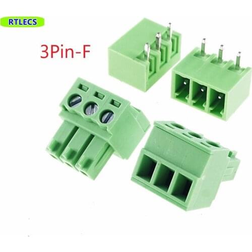 50Sets 3 Position 3.81 mm 0.150" Terminal Block Header Male Pins Shrouded Right Angle Through Hole + Plug Female Sockets Screw