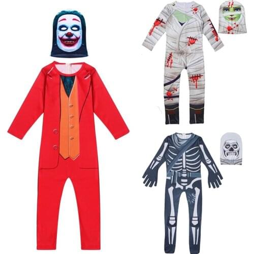 Halloween Costumes for Kids Cosplay Joker Gingerbread Man Mummy Jumpsuit Fancy Children Carnaval Party Stage Show Clothes E42K79
