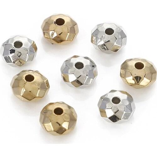 100pcs/lot KC Gold Rhodium Wheel Round CCB Plastic Beads Loose Spacer Bead For Jewelry Makings DIY Bracelet Necklace Supplies