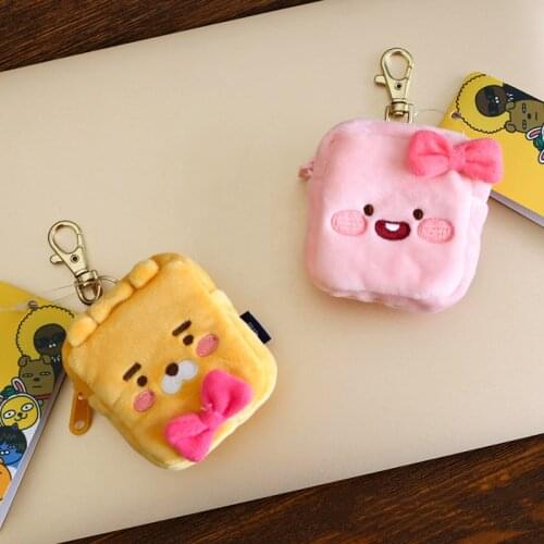 Cartoon Plush Headphone Cases For AirPods 2 Cute Earphone Pouch Bag Accessories Wireless Bluetooth Protective Cover Keyring