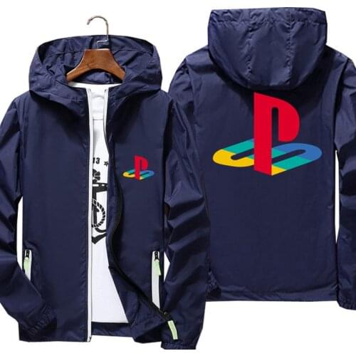 Mens Women PlayStation Jacket Zipper PS Windbreaker Zipper Sunscreen Skin Thin Hooded Outdoor Sports Pilot Jacket Oversized 7XL