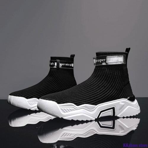 Autumn High Top Socks Shoes Mesh Breathable Casual Mens Shoes New Fashion Student Shoes Seismic Shoes For Men Light
