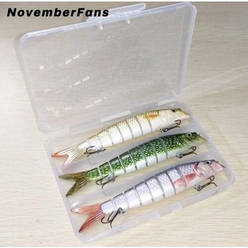 NovemberFans 3pcs/box 14cm 21.5g Jointed Fishing Lures Sinking Wobblers Minnow Hard Bait 8 Sgement Trout Swimbait Fishing
