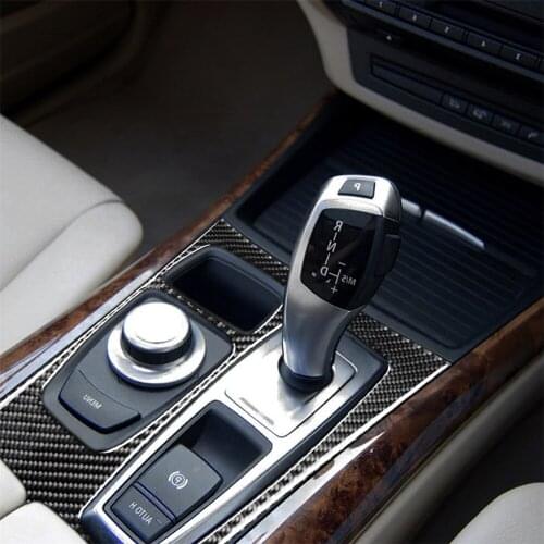 Carbon Fiber Gearshift Panel Decor Frame Cover Trim for BMW X5 E70 E71 Car Accessories Car Stickers Standard Configuration RHD