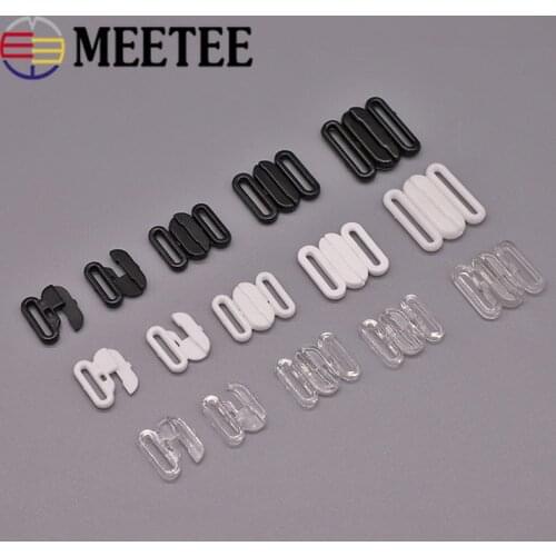 50pcs Meetee 10/12/15/20mm Plastic Bikini Bra Clip Adjust Buckle Swimwear Bra Clasp DIY Sewing Underwear Clothing Accessories