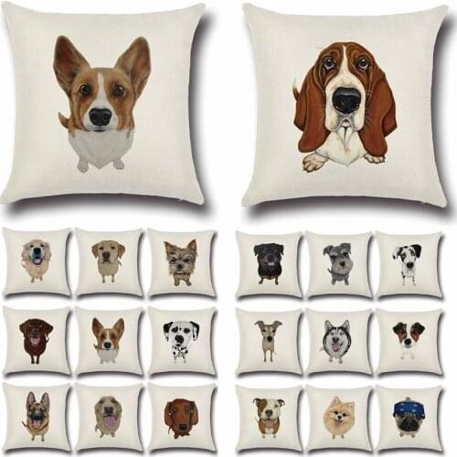 Pug Dog Bulldog Pattern Cotton Linen Throw Pillow Cushion Cover Car Home Sofa Bed Children Decorative Pillowcase funda cojin