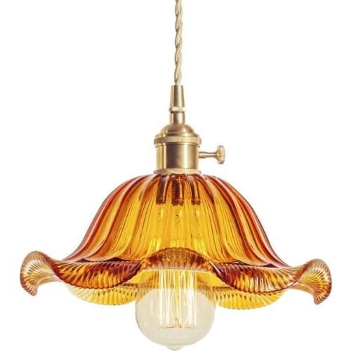 Brass glass Pendant Light Nordic Creative minimalist single head E27 Pendant Lamp For Restaurant bar balcony cafe MJ1014