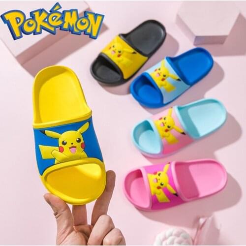 EVA Super Light Pikachu Childrens Slippers for Boys and Girls Summer Cartoon Cute Indoor Antiskid Home Sandals for Kids