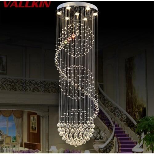 Modern LED Spiral Crystal Chandelier Lighting for Foyer Stair Staircase Bedroom Hotel HallCeiling Suspension Chandeliers Lamp