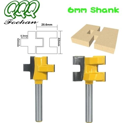 QQQ 2pcs 6mm Shank T-Slot Tenon Milling Cutter Carving Knife Square Tooth Router Bits for Wood Tool Woodworking