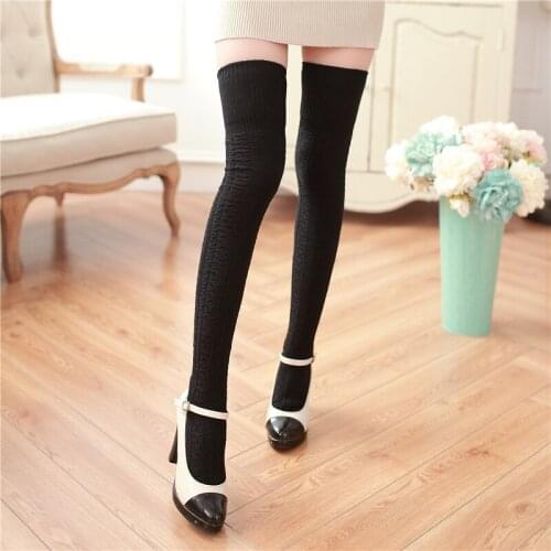 Knitted Leggings Twist High Tube Spring And Coarse Needle Stockings Sweet White Cotton Students Stockings Winter Clothes