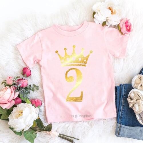 1-7 Years Old Birthday Gift T-shirt for Girls and Boys Cute Costume T Shirts Children Clothes Summer Tops Kids Tshirt
