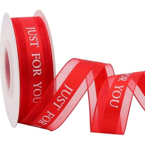 1 Inch Just for You Printed Valentines Day 43 Yards Chiffon Organza Ribbon for Wrapping Wedding Birthday Party Decoration