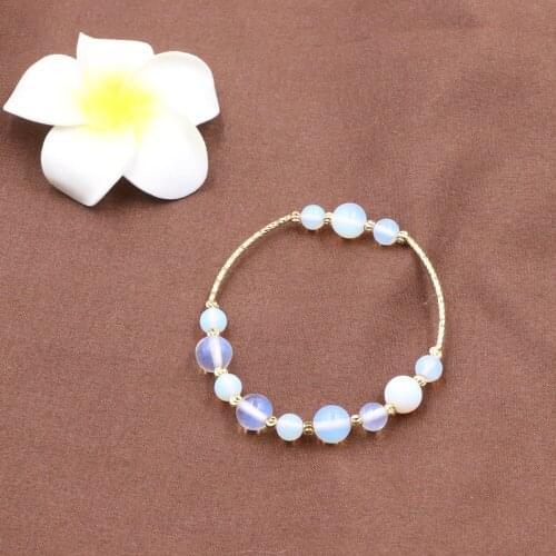 Original Design Opal Stone Beaded Bracelet for Women Yoga Stretch Bracelets Bangles Charms Elegant Gifts Wrist Jewelry 7.5" B295