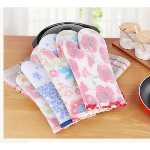 1Pcs Silicone Oven Glove Heatproof Mitten Kitchen Cooking Microwave Oven Mitt Non-slip Glove Thickening High Quality