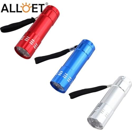 395nm Ultraviolet 9 LED Flashlights UV Light Torch Portable Waterproof for Hunting Money Checker Detection without Battery